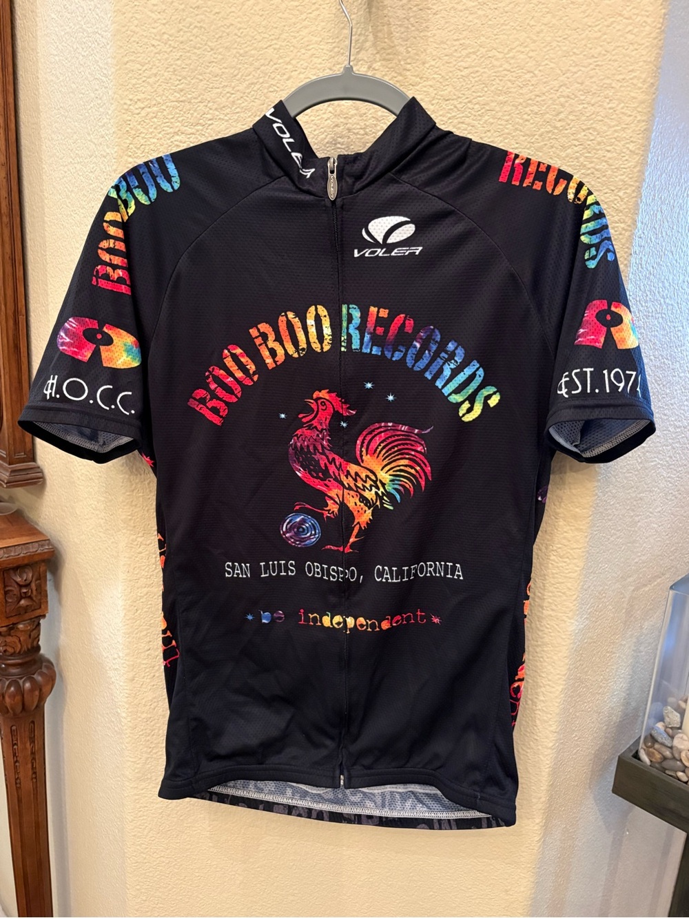 VOLER Women Boo Boo Tie Dye Rainbow Rooster Cycling Full Zip Jersey Size XL